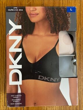 DKNY 2 pack seamless bra Large black / sand new